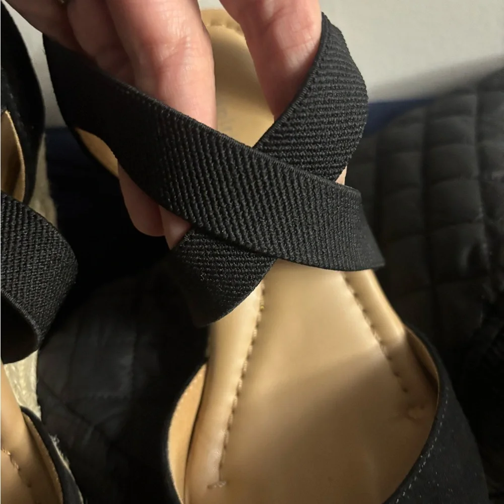 Easy Spirit Black Espadrille Wedge Sandals